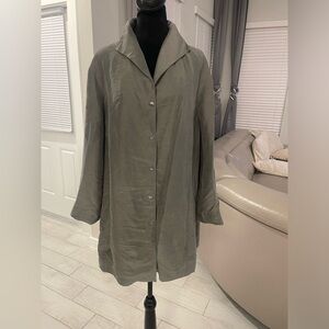 Eileen fisher 100% silk button front tunic blouse shirt jacket L